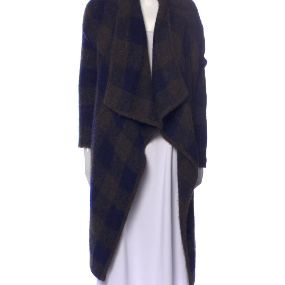 Barney’s first Plaid Open Front Long Sweater